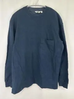 ユニクロ UNIQLO クルーネックT(長袖) Mサイズ ネイビー メンズ