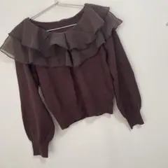 フェルウ 【洗える】ラッフルコンビ ニット21
