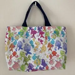 ☆ロラライハリス 生地使用☆ ハンドメイド　トートバッグ　A4サイズ　お魚柄