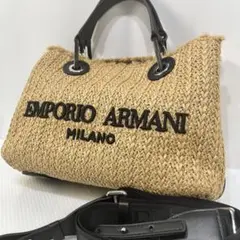 極美品✨希少✨ EMPORIO ARMANI ラフィア　ストローバッグ