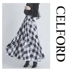【CELFORD】タフタボリュームフレアスカート/チェック