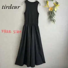 ◇ tirdeur ノースリーブ ロングワンピース 2素材ワンピース ブラック