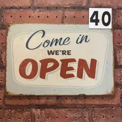 オープン 開店 OPEN 《40》レトロ ブリキ 看板 ☻