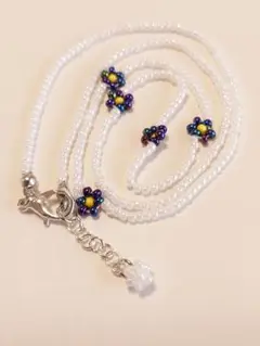 No.416 ビーズネックレス ペンダント シンプル 普段使い ハンドメイド