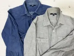 UNIQLO ユニクロ 長袖シャツ 2点セット M デニムブルー グレー