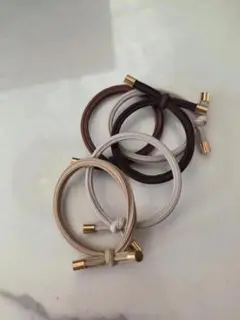 ヘアゴム 4個セット ブラウン ベージュ グレー ホワイト