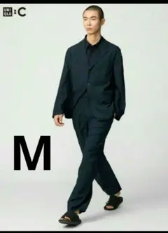 ユニクロC 感動タックパンツ ネイビー M