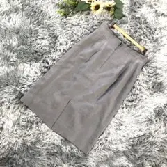 【CURSOL】グレー タイトスカート 裏地付き スリット入り ひざ丈 M相当