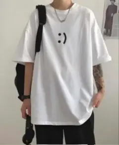 スマイルフェイスタイプ Tシャツ　白　XL ニコちゃん　男女兼用