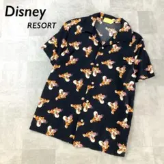 美品 Disney RESORT 総柄 ティガー アロハシャツ オープンカラー