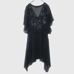 H&M ビーズスパンコール装飾スリットスリーブ　アシメトリー　チュニック