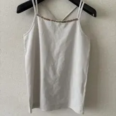 【美品】キャミソール ストラップ付き　ホワイトグレー　ラメ入り