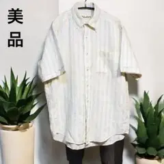 メンズ・Nades 半袖シャツ ホワイト ストライプ Lサイズ 美品　日本製