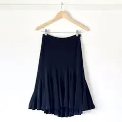 【美品】エポカ フレア ロングスカート 黒 ブラック 40 レーヨン混 夏 秋服