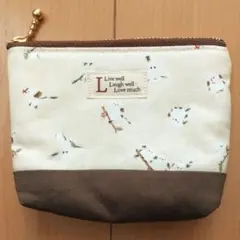 ❬未使用❭シマエナガ柄 ハンドメイド ミニポーチ