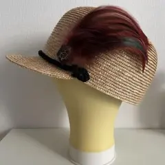 CA4LA 乗馬風　キャップ　天然素材　ハット　カシラ　ブローチ付