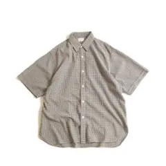 Steven Alan コットン/ウール チェック 半袖 シャツ ルーズフィット