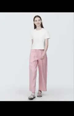 無印良品　ホワイト　ムラ糸ショート丈半袖Ｔシャツ（クルーネック）　XL