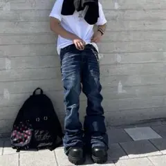 【Undermycar】Mu114 WASHED FLARE JEANS