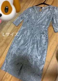 総レース膝丈 ワンピース