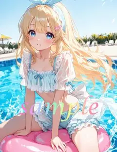 c195 かわいい イラスト アニメ A4ポスター 金髪 アリス