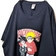 フルーツオブザルームドラゴンボール&ナルトデカロゴTシャツブラック黒XL古着