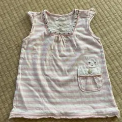 クーラクール　タンクトップ　ボーダー　ピンク　80
