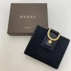グッチ 財布 二つ折りGGキャンバス レディース ブラック 黒 Wホック GG柄