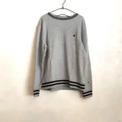 [美品] チャンピオン　グレー トレーナー　スウェット　カットソー　リブライン