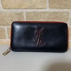 イヴサンローラン 長財布 高級 セレブ レザー 黒 赤 ブラック レッド 希少