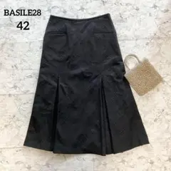 【BASILE28】バジーレベントット チェック柄 ウールプリーツスカート 42