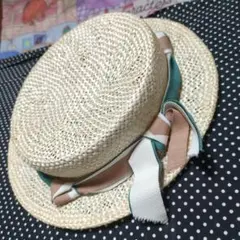 ❇️カオリノモリ 麦わら帽子 ドレスハット ホワイト リボン付き