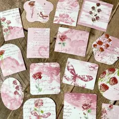 ✨シール✨　ローズレター　ピンク　45枚　薔薇　文字　エレガント　ワンポイント