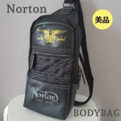Norton ボディバッグ ショルダーバッグ 黒 ゴールドロゴ