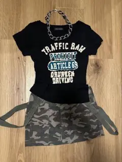 Y2K 平成ギャル LOVE JUNKIE バックプリントTシャツ ブラック