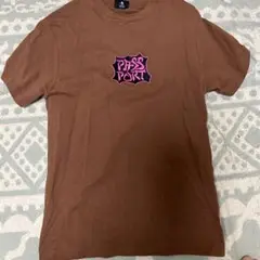 ブラウン Tシャツ PASS PORT ロゴ