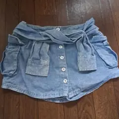 CECIL McBEE デニムブルー ショートパンツ ウエストリボン付き