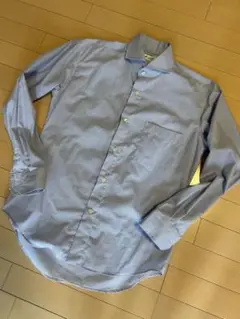 超美品★カッタウェイ長袖ワイシャツ★ホリゾンタルカッターシャツ★M★ブルー