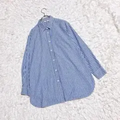 【UNIQLO】ユニクロ コットンストライプロングシャツ (M) 羽織