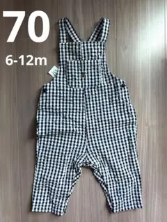 新品　GAP 刺繍　チェック柄　オーバーオール