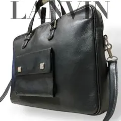 【ヴィンテージ】ランバン　2way ビジネスバッグ　ショルダーハンド　レザー　黒