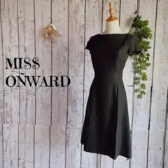 【MISS ONWARD】麻混 フィットアンドフレア ワンピース ミスオンワード
