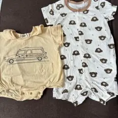 クマ柄　車柄ロンパース2点セット