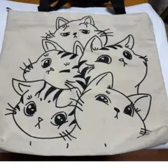 猫イラストトートバッグ ベージュ