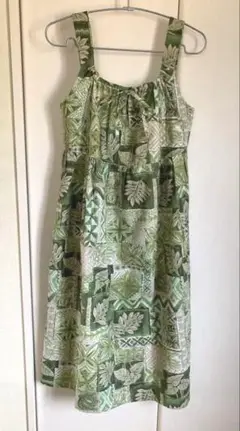 メネフネプランテーション ノースリーブワンピース グリーン 後ろファスナー