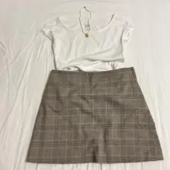 クラシカルガーリー エイチアンドエム チェック 台形 ミニスカート