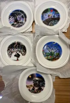 藤城清治　6枚セットのイラスト皿
