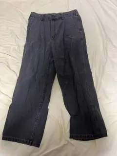ダークグレー ワイドパンツ ゴムウエスト