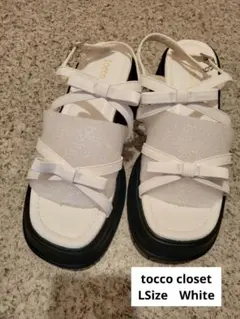 tocco closet リボン厚底サンダル　Lサイズ　ホワイト