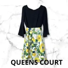 QUEENS COURTフレアスリーブ 花柄ワンピース美品